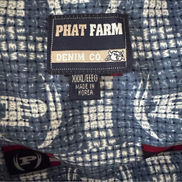 Phat Farm logo blue red vintage Y2K long sleeve button down 3XL - Picture 4 of 6